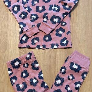 Girls' Floral Print Long Sleeve Pajama Set - Dusty Mauve